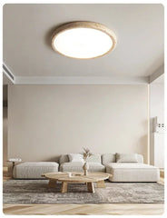 Round Stone Texture Flush Mount Ceiling Light Subtle Natural Finish