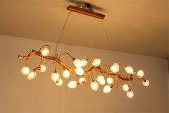 Gold Branch Chandelier with Crystal Fruit Glass Shades and Metal Frame