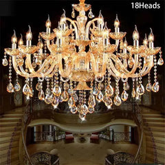 Gold Crystal Candelabra Tiered Chandelier with Rose Bud Accents