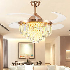 Modern ceiling fan with light fixture in a living room setting