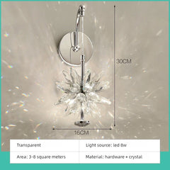 Chrome Flower Sconce with Faceted Crystal Accents and Sparkle Effect