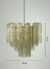 Tiered Frosted Glass Tube Chandelier Semi-Flush Mount Light