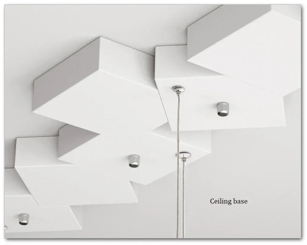 Ceiling light fixture with geometric design on a white background