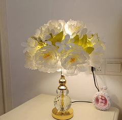 Gold Crystal Floral Table Lamp with Crystal Base