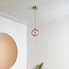 Glass Orb Pendant Light with Brushed Gold Finish
