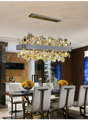Gold Crystal Floral Chandelier Pendant Light with Mirror Accents