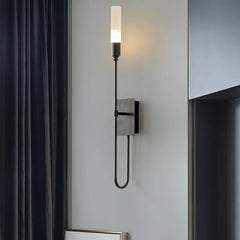 Modern Gold Metal Arc Wall Sconce with Frosted Glass Shade