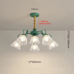 Green Leaf Lily Glass Pendant Light with Bell Shades