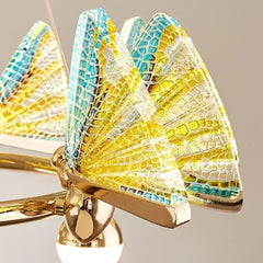Gold Butterfly Glass Ring Chandelier Modern Pendant Light Fixture