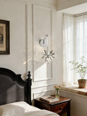 Chrome Flower Sconce with Faceted Crystal Accents and Sparkle Effect