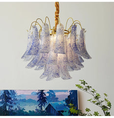Gold Floral Bell Shaped Glass Chandelier Pendant Light