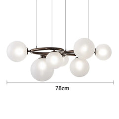 Modern chandelier with white spherical lights and a measurement label indicating 78cm on a white background.
