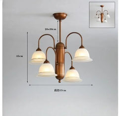 Brushed Gold Floral Chandelier Semi-Flush Ceiling Light