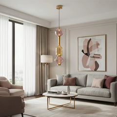 Glass Orb Pendant Light with Brushed Gold Finish