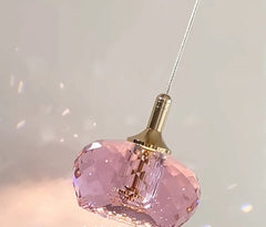 Faceted Crystal Pendant Light with Gold Metal Accents
