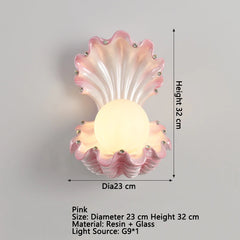 Seashell Wall Sconce Gold and Pink Pearl Accent Wall Light