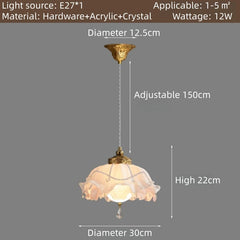 Gold Floral Pendant Light with Pearls & Crystals Accents