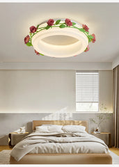 White Flower Ring Semi-Flush Ceiling Light LED