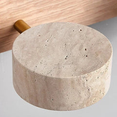 Wabi Sabi Wood and Stone Cylinder Wall Sconce Light Fixture