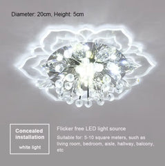 Gold Flower Crystal Flush Mount Ceiling Light with Petal Accents