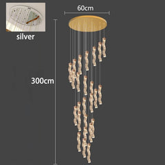 Chandelier with dimensions and color option on a dark background