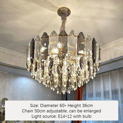 Crystal Waterfall Pendant Lighting Fixture with Gold Faceted Accents