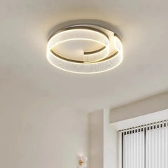 Swirling Ribbed Ring Semi-Flush Mount Ceiling Light with Frosted Shade