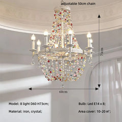 Colorful Crystal Multi-Arm Chandelier Pendant Light