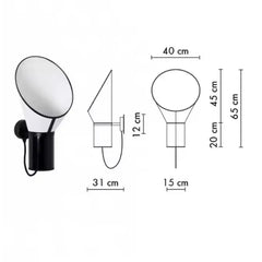 Wall-mounted lamp with dimensions labeled on a white background