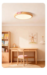 Wood Flush Mount Pink Bow Ceiling Light for Children's Room