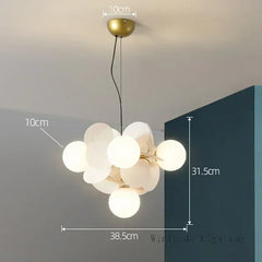 Gold Starburst Branch Chandelier with Globe Shades