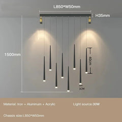 Ceiling light fixture with dimensions and material details on a gray background