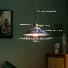 Decorative pendant light with labeled features on a dark background