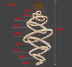 Measurement chart of a spiral spring with labeled dimensions on a dark background
