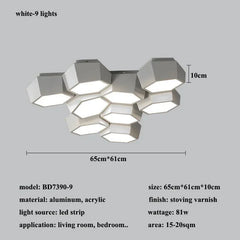 Modern Geometric Hexagon Flush Mount Ceiling Light Fixture