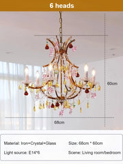 Gold Crystal Floral Chandelier Hanging Pendant Light