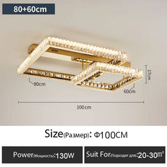 Gold Crystal Geometric Flush Mount Ceiling Light
