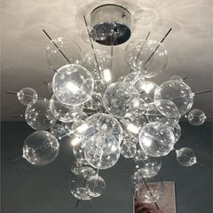 Modern Bubble Pendant Light with Glass Orbs and Starburst Design