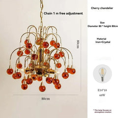 Gold Frame Chandelier with Purple Crystal Orb Accents