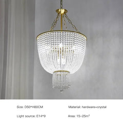 Gold Crystal Waterfall Chandelier Hanging Pendant Light