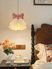 Pink Bow Tiered Chandelier Light for Children's Rooms