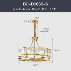 Gold Crystal Ring Tiered Chandelier Pendant Light