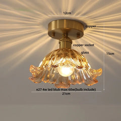 Ceiling light fixture with measurements on a neutral background