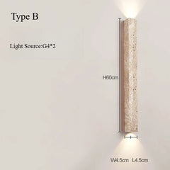 Modern Travertine Stone Pillar Globe Wall Sconce Light Fixture 60