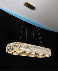 Modern Crystal Ring Pendant Light with Gold Finish Metal Frame