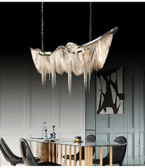 Gold Aluminum Chain Tassel Pendant Light Modern Dining Room Chandelier
