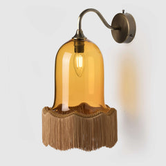 Brass Bell Shade Wall Sconce with Tassel Accent Lighting