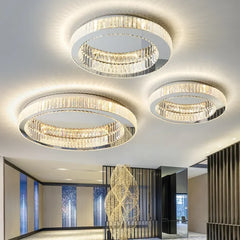 Gold Ring Crystal Ceiling Chandelier Flush Mount Light