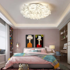 White Petal Flush Mount Light Modern Flower Ceiling Lamp