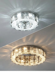 Modern Chrome Crystal Ring Semi-Flush Mount Chandelier Lighting